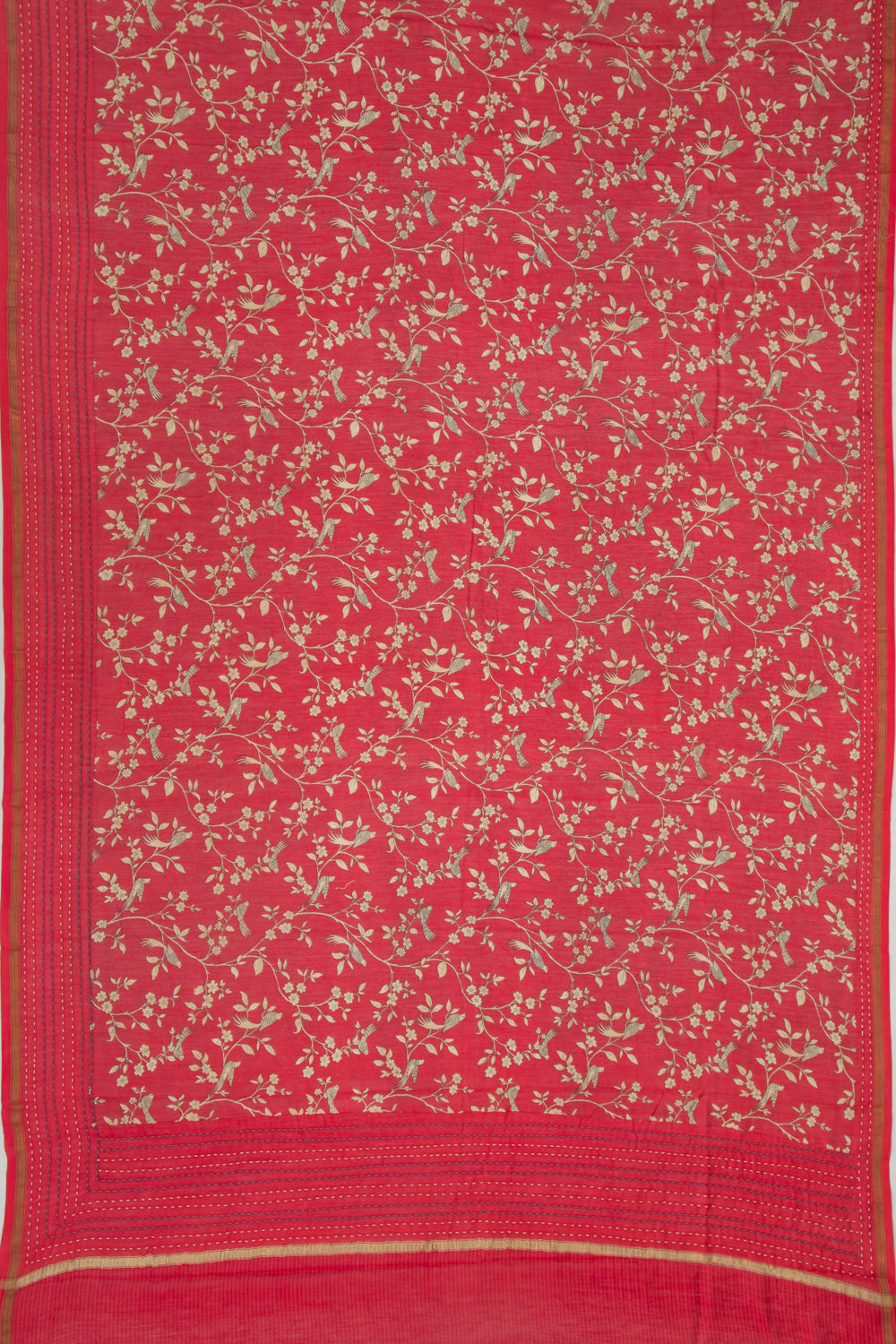 Chanderi Soft Silk Floral Printed Red Saree