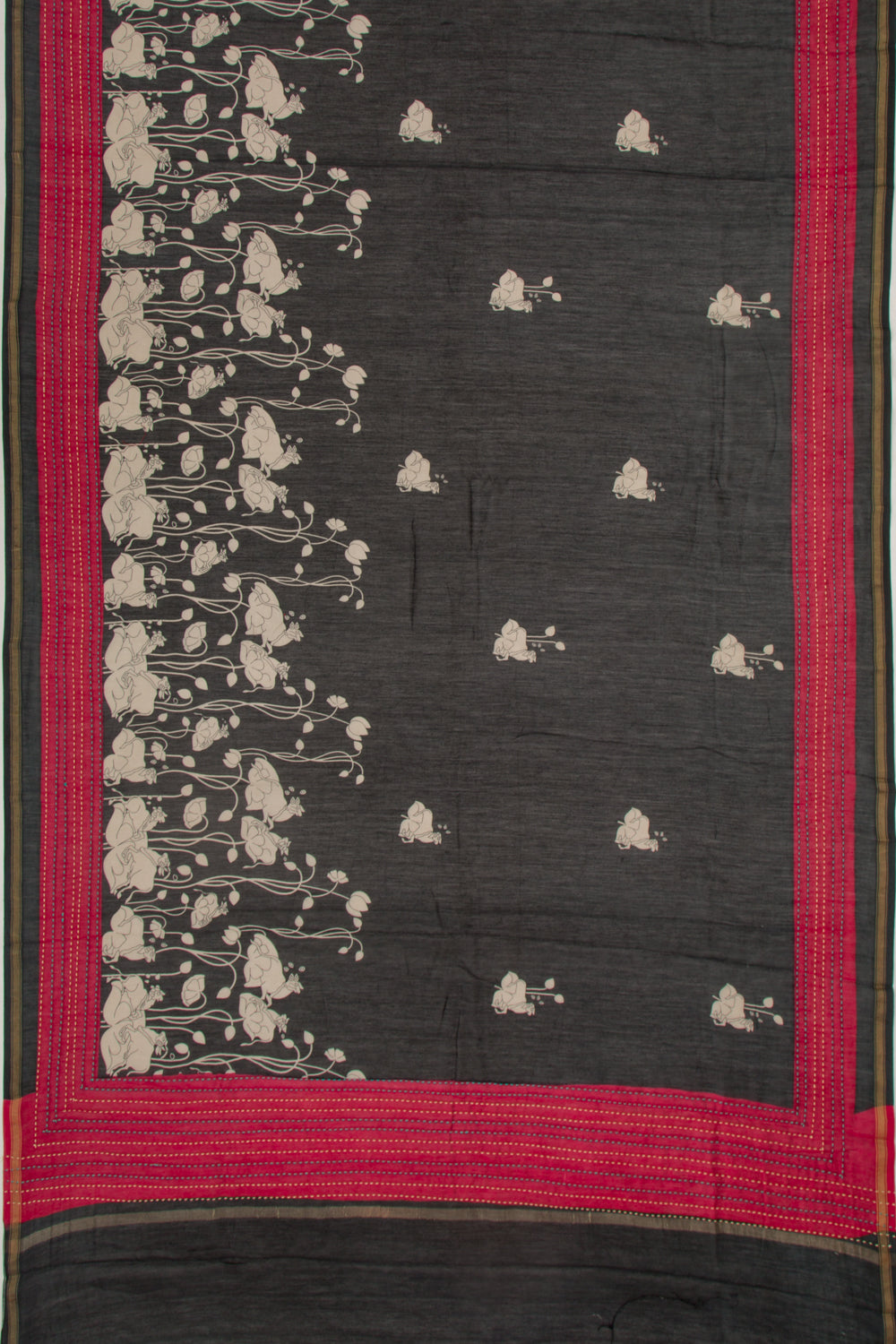 Chanderi Soft Silk Pichwai Printed Black Saree