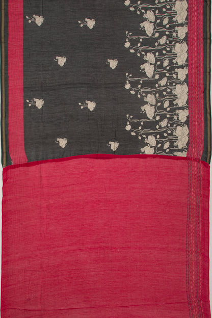 Chanderi Soft Silk Pichwai Printed Black Saree