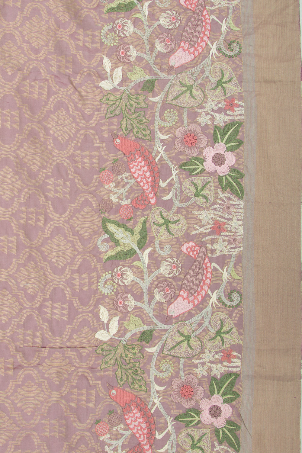 Soft Silk Brocade Lilac Saree With Embroidery Border
