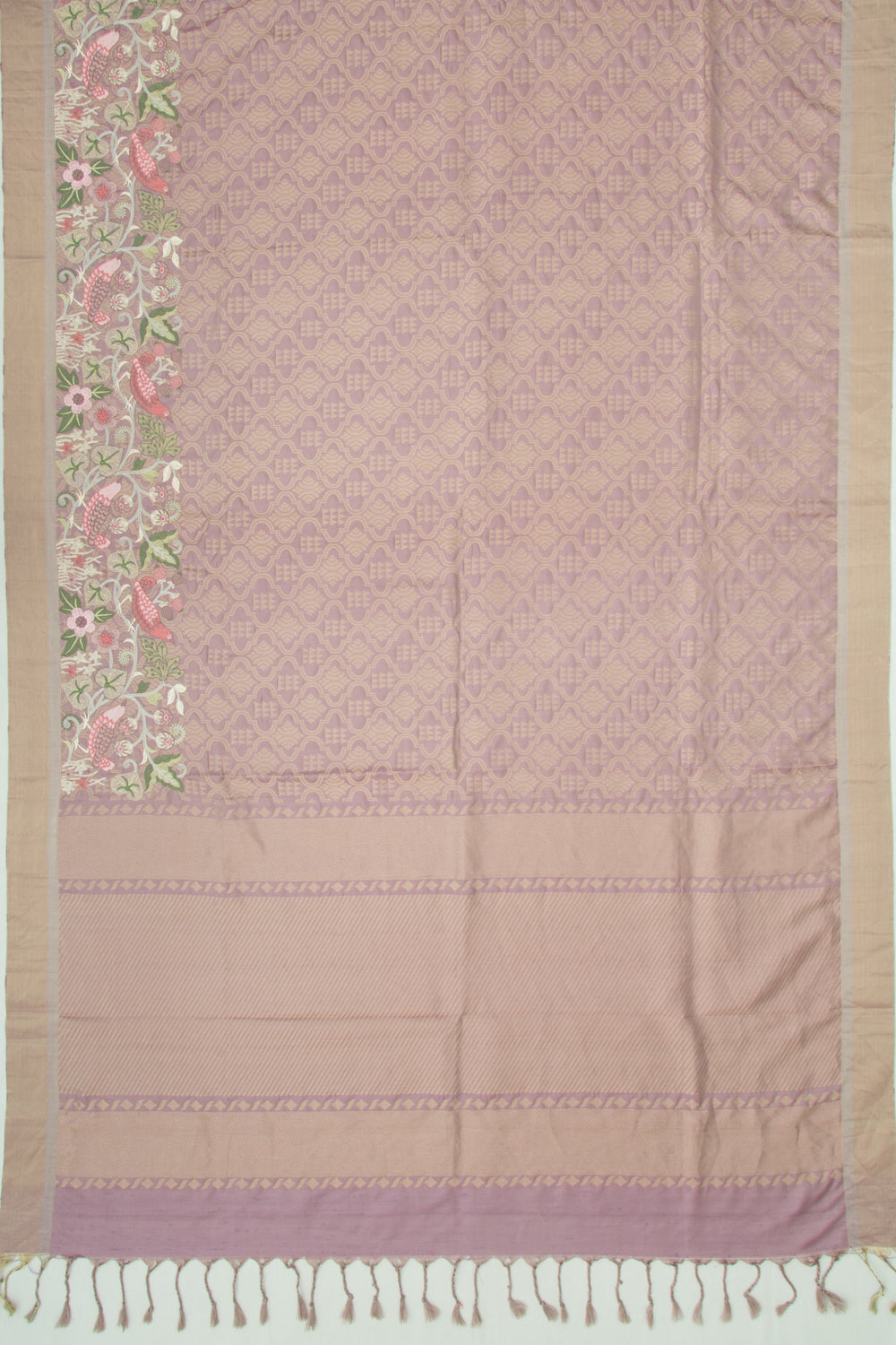 Soft Silk Brocade Lilac Saree With Embroidery Border
