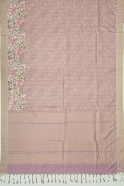Soft Silk Brocade Lilac Saree With Embroidery Border
