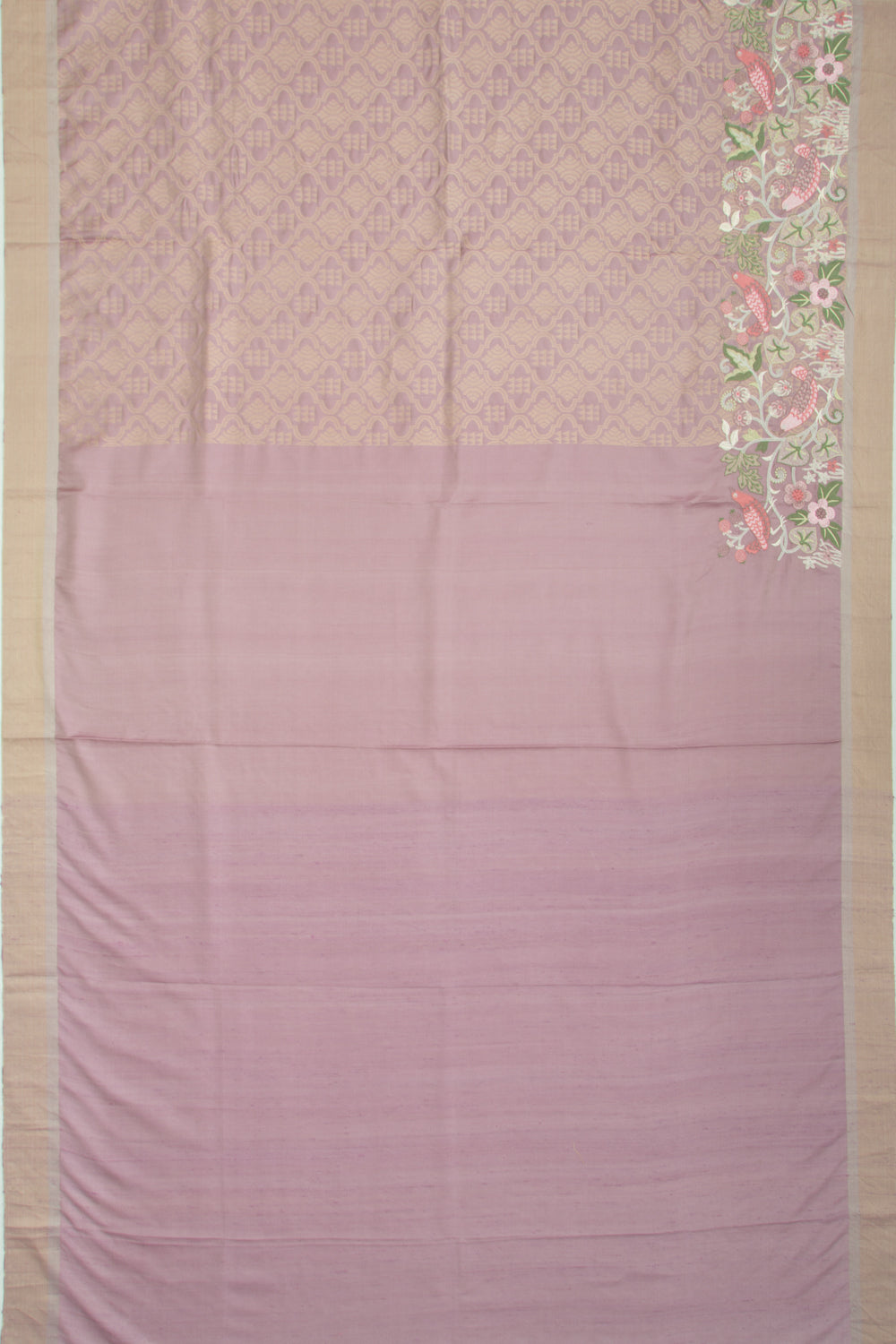 Soft Silk Brocade Lilac Saree With Embroidery Border
