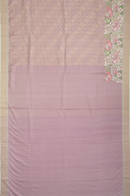 Soft Silk Brocade Lilac Saree With Embroidery Border