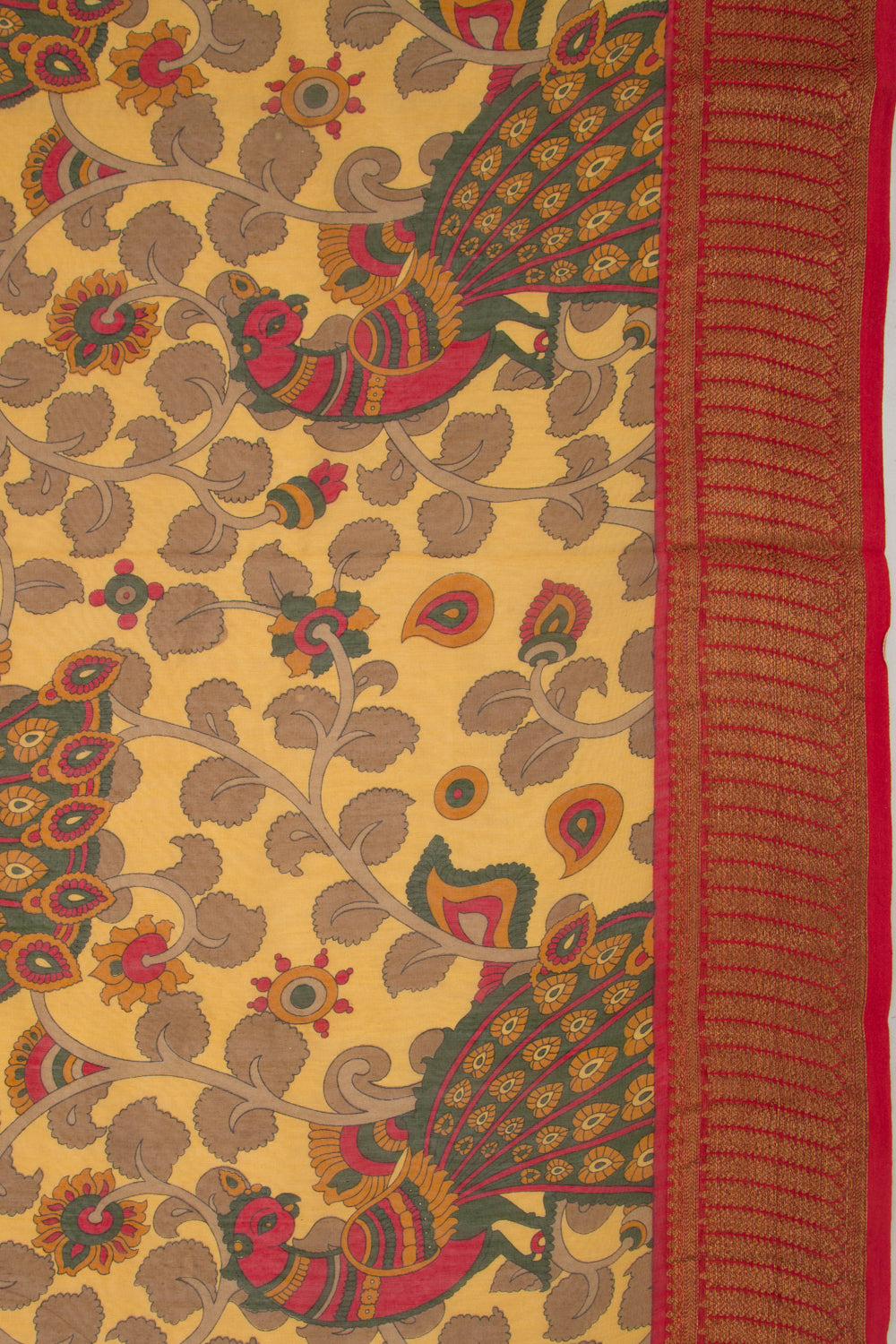 Chanderi Soft Silk Pichwai Printed Yellow Saree