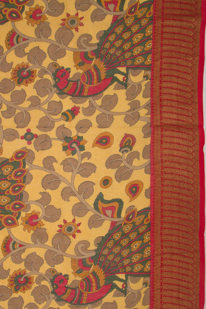 Chanderi Soft Silk Pichwai Printed Yellow Saree