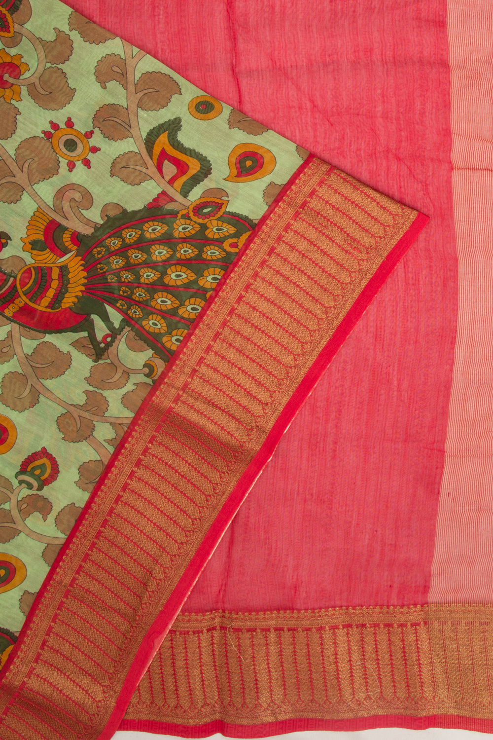 Chanderi Soft Silk Printed Pastel Green Saree