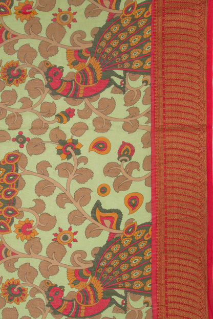 Chanderi Soft Silk Printed Pastel Green Saree