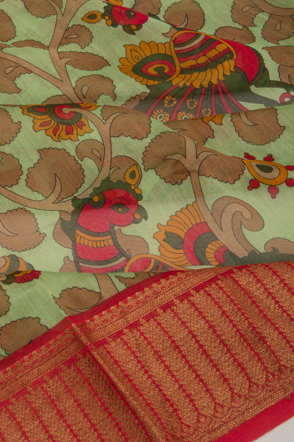 Chanderi Soft Silk Printed Pastel Green Saree