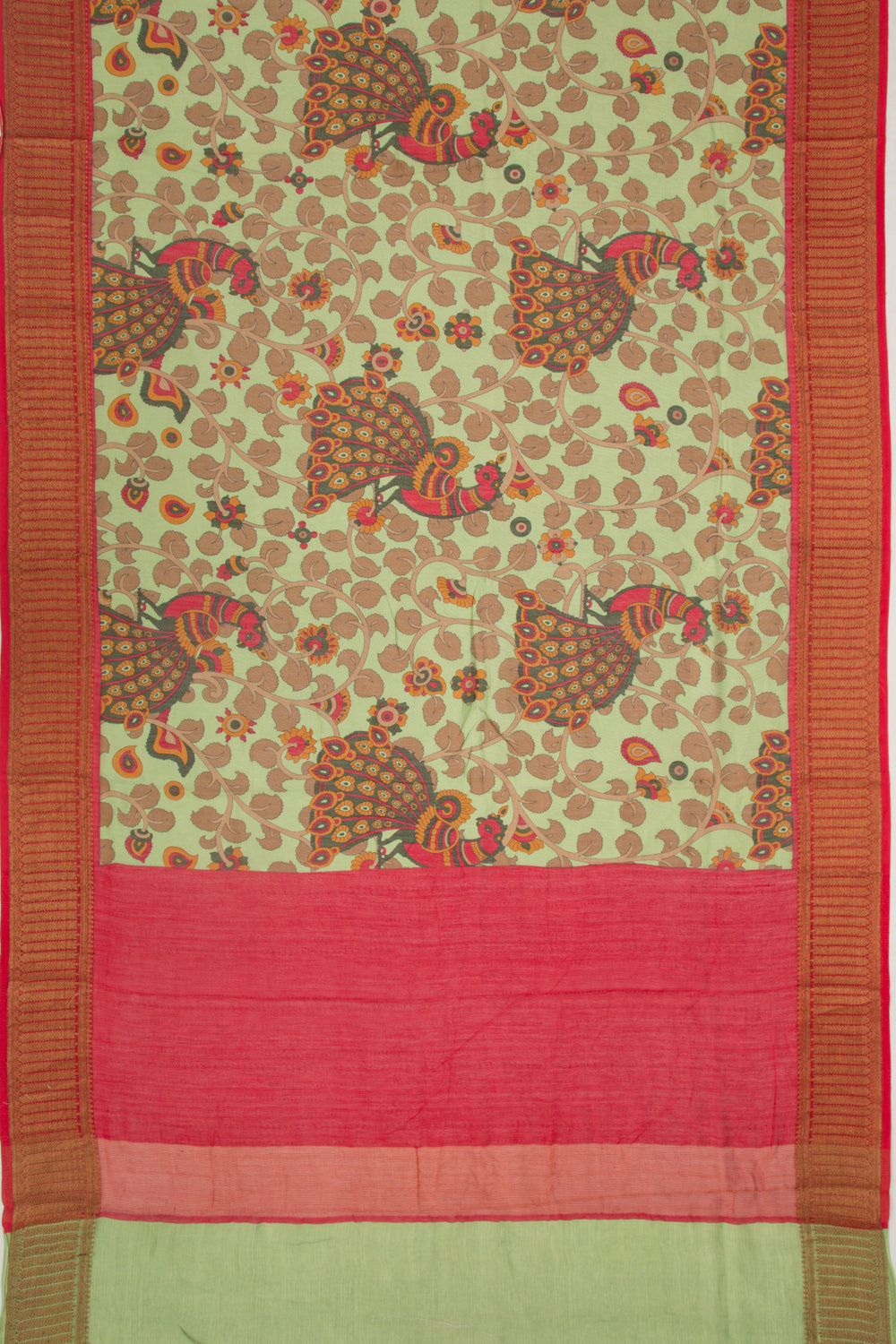 Chanderi Soft Silk Printed Pastel Green Saree