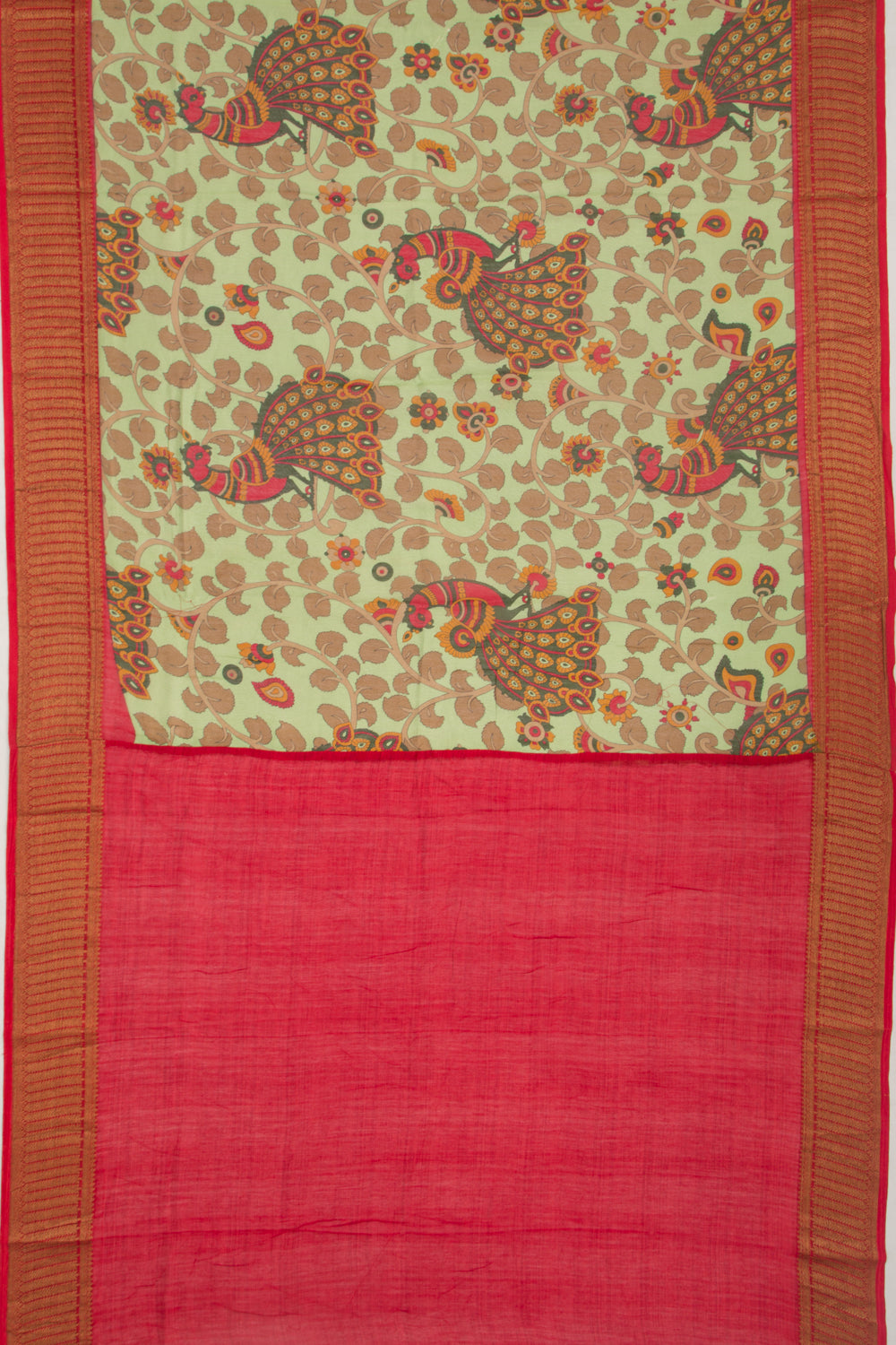 Chanderi Soft Silk Printed Pastel Green Saree