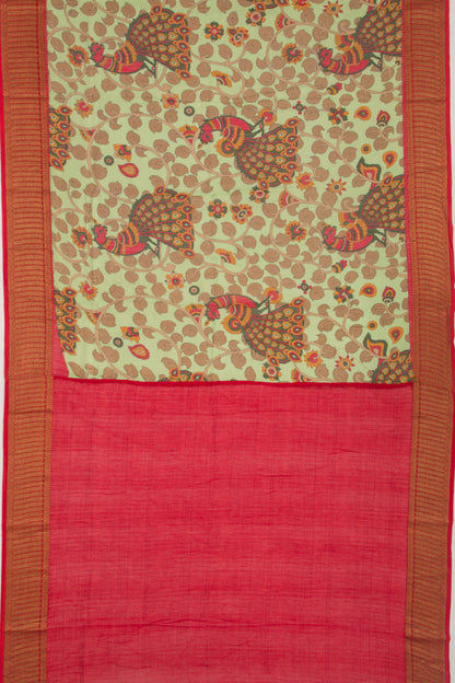 Chanderi Soft Silk Printed Pastel Green Saree