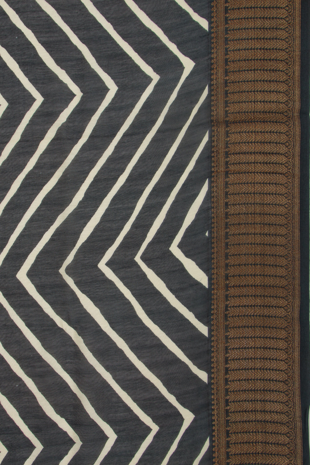 Chanderi Soft Silk Lines Black Saree