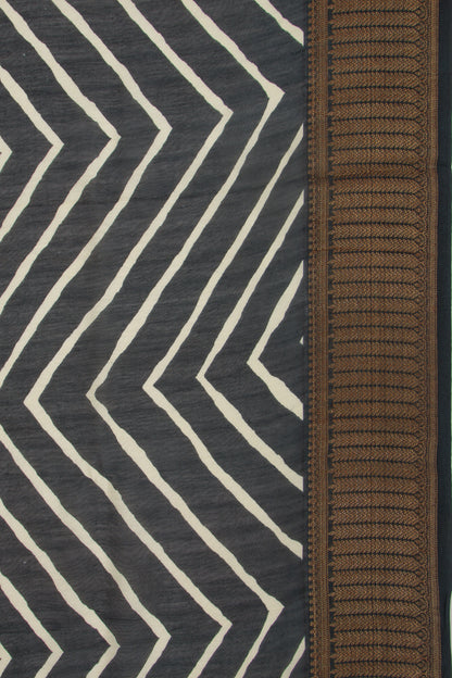Chanderi Soft Silk Lines Black Saree