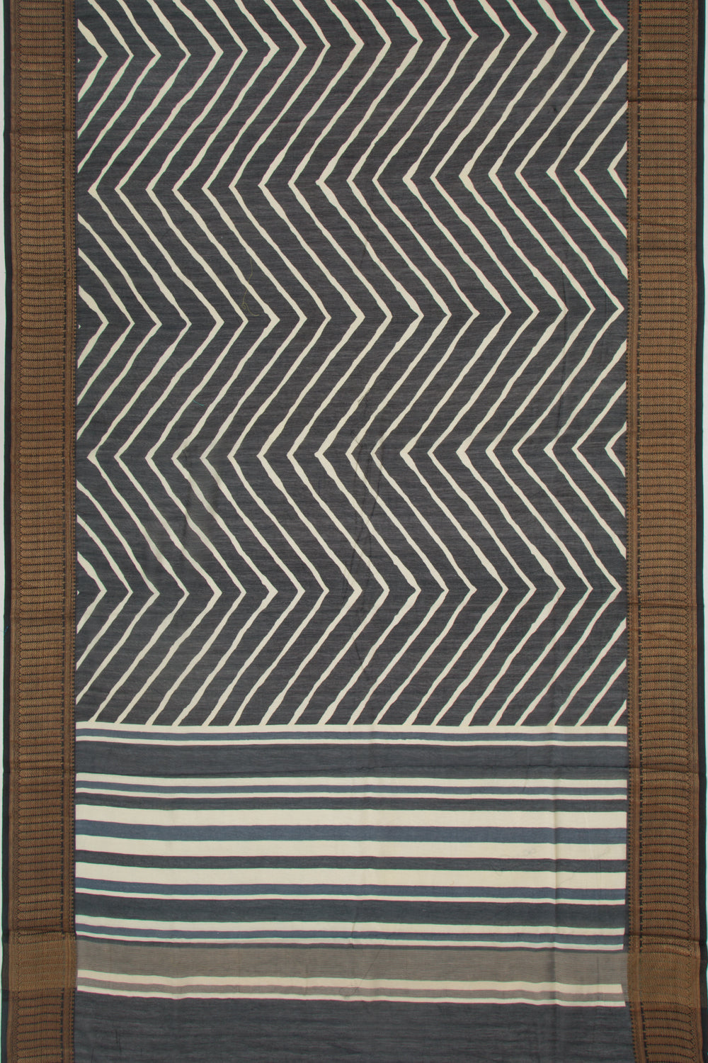 Chanderi Soft Silk Lines Black Saree