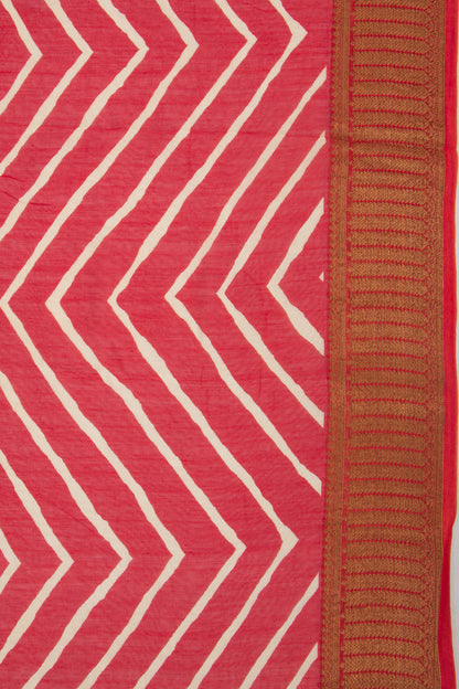 Chanderi Soft Silk Lines Red Saree