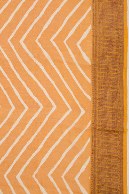 Chanderi Soft Silk Lines Mustard Yellow Saree