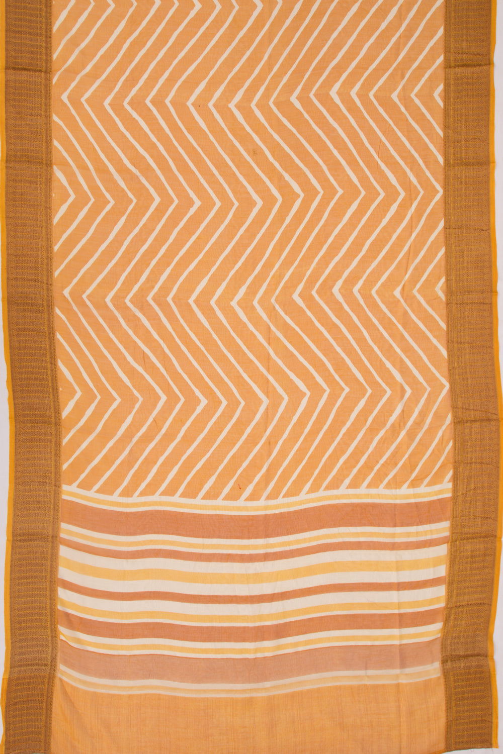 Chanderi Soft Silk Lines Mustard Yellow Saree