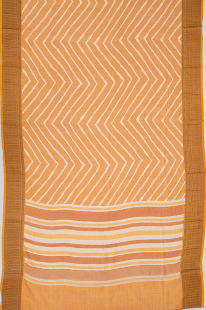 Chanderi Soft Silk Lines Mustard Yellow Saree