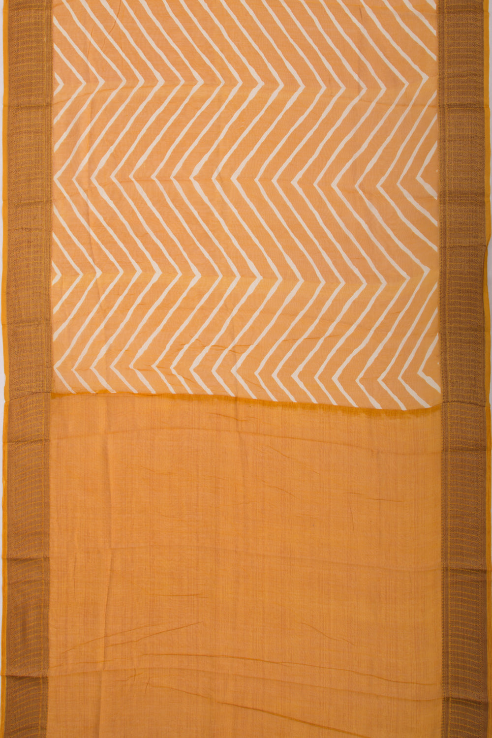 Chanderi Soft Silk Lines Mustard Yellow Saree