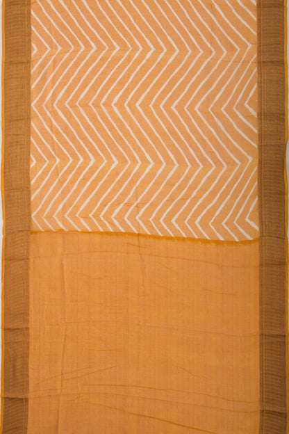 Chanderi Soft Silk Lines Mustard Yellow Saree