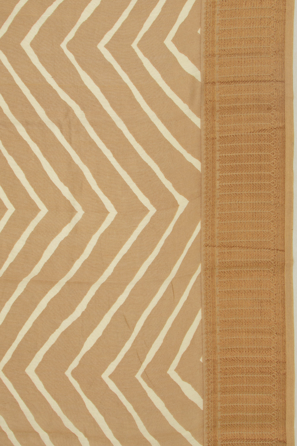 Chanderi Soft Silk Lines Cream Saree