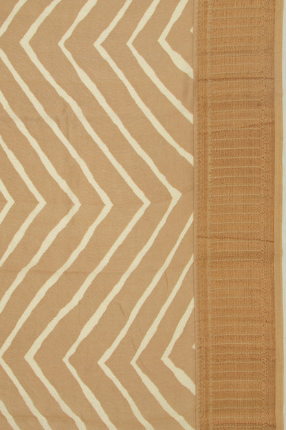 Chanderi Soft Silk Lines Cream Saree