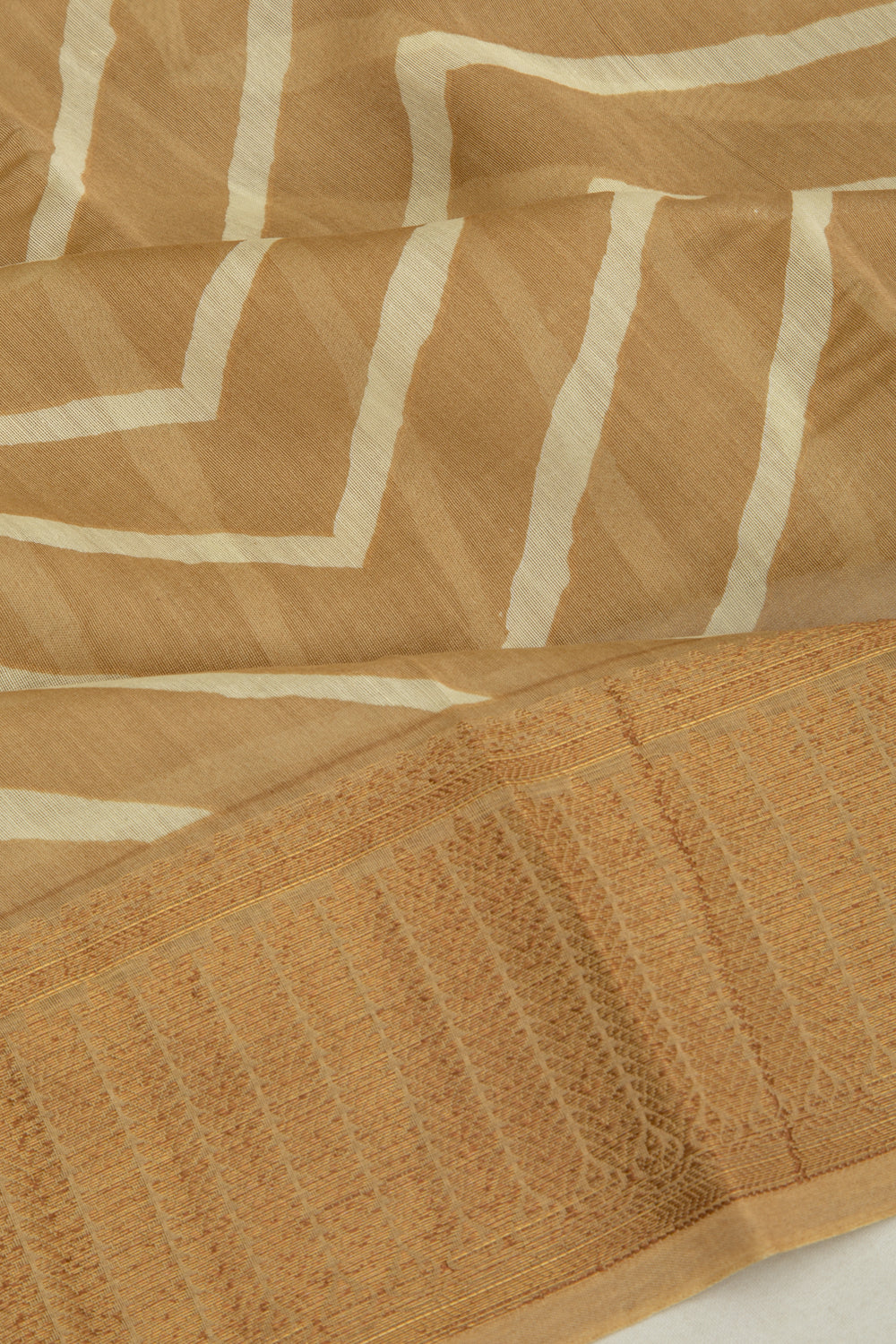 Chanderi Soft Silk Lines Cream Saree