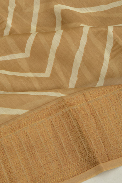 Chanderi Soft Silk Lines Cream Saree