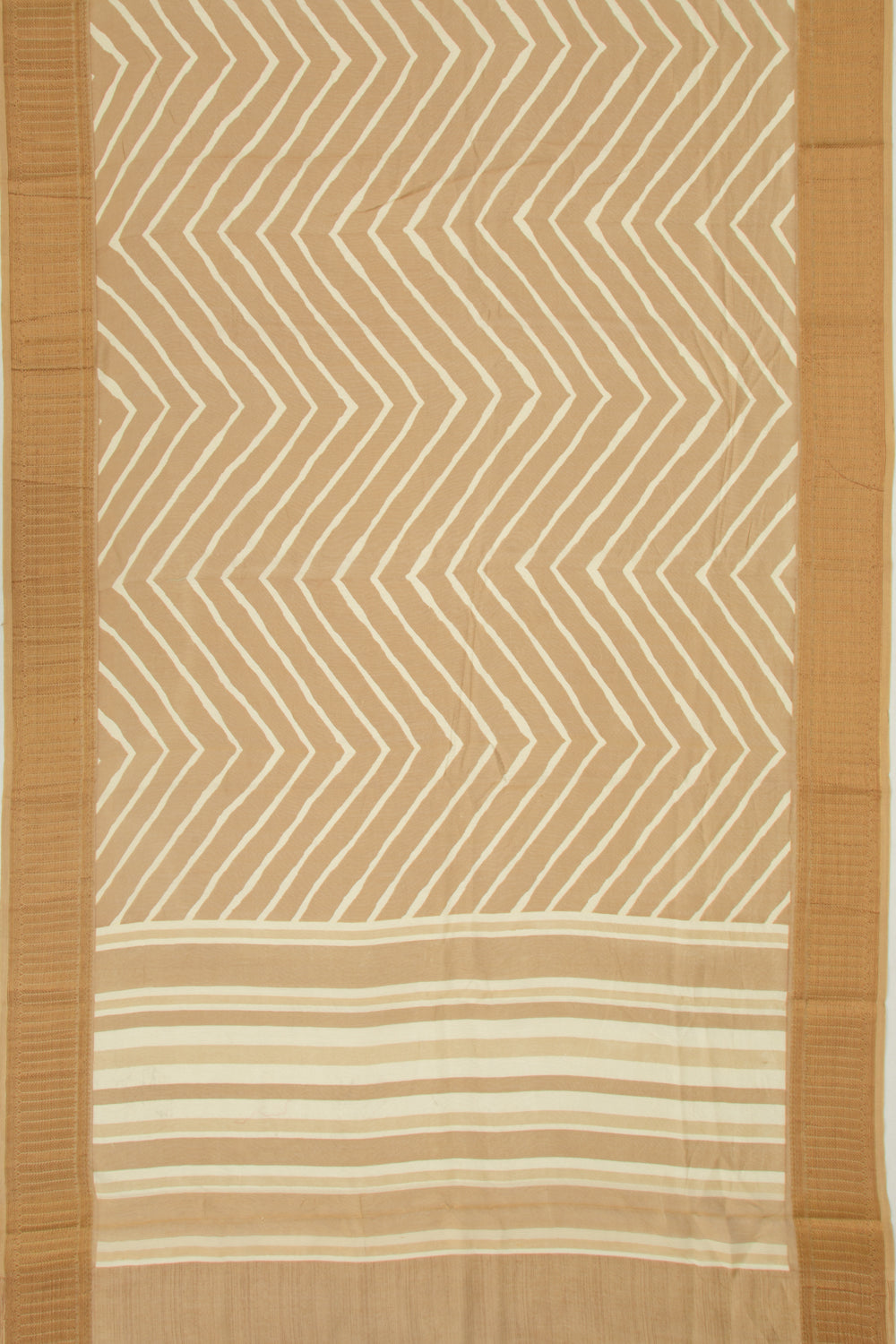 Chanderi Soft Silk Lines Cream Saree