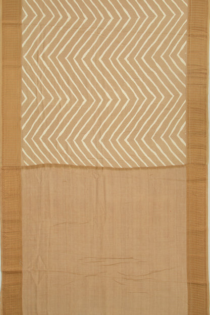 Chanderi Soft Silk Lines Cream Saree