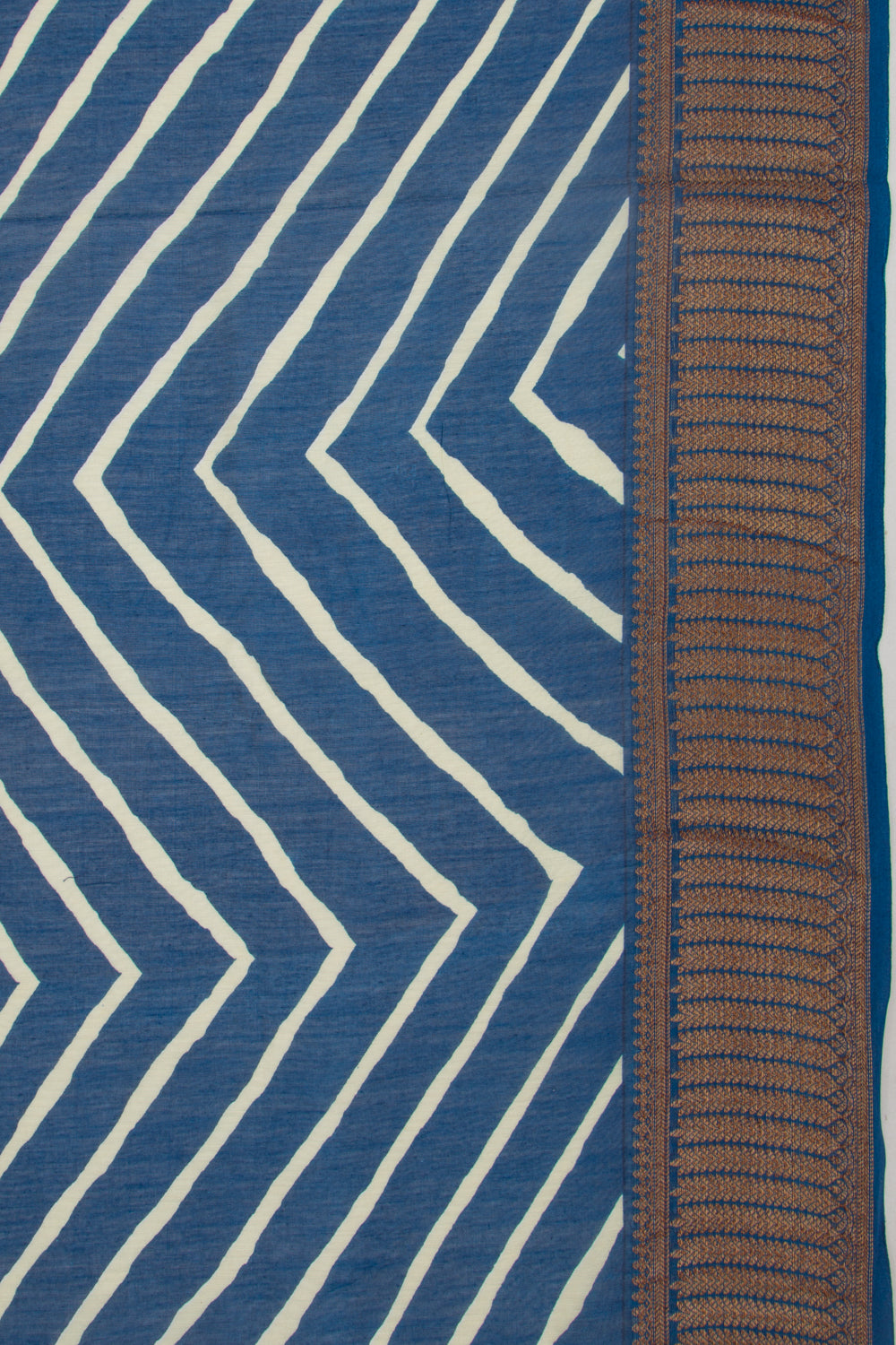 Chanderi Soft Silk Lines Blue Saree