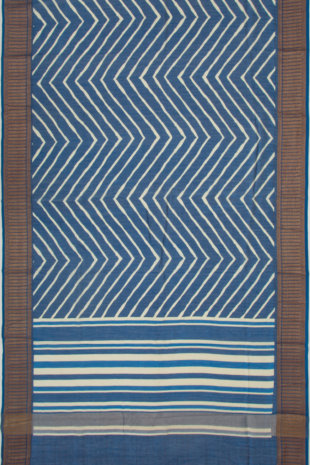 Chanderi Soft Silk Lines Blue Saree