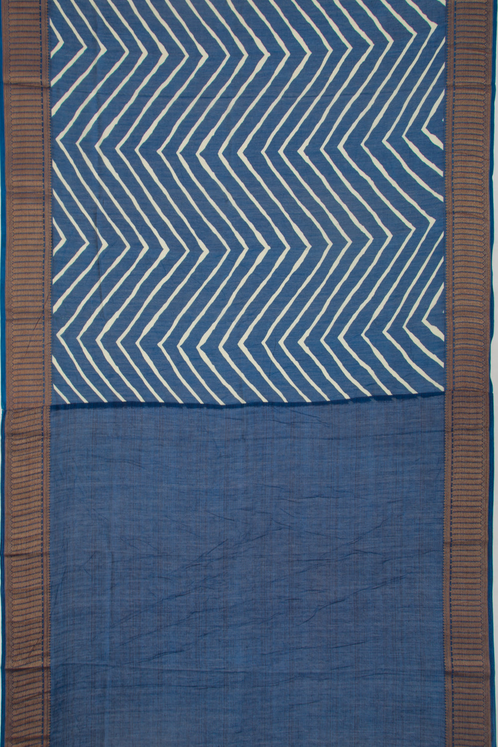 Chanderi Soft Silk Lines Blue Saree