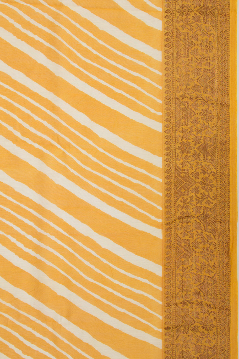 Chanderi Soft Silk Lines Mustard Yellow Saree