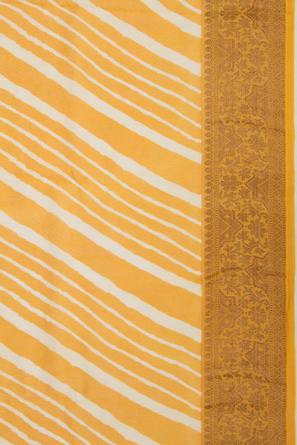 Chanderi Soft Silk Lines Mustard Yellow Saree