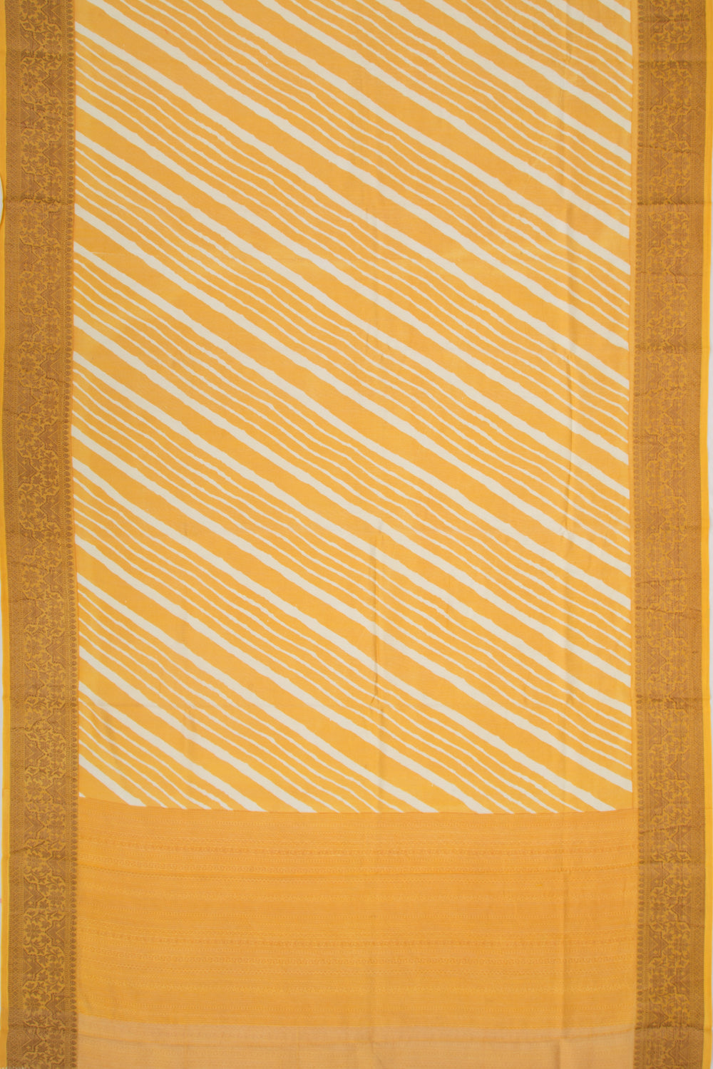 Chanderi Soft Silk Lines Mustard Yellow Saree