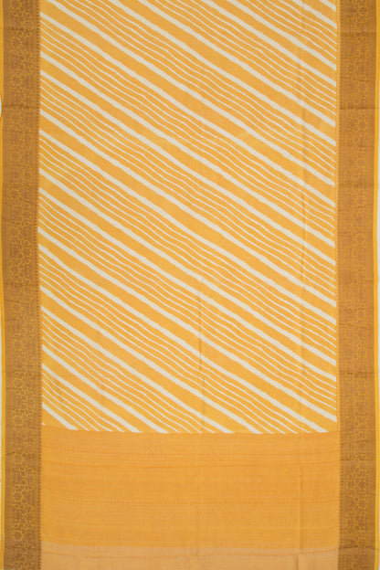 Chanderi Soft Silk Lines Mustard Yellow Saree