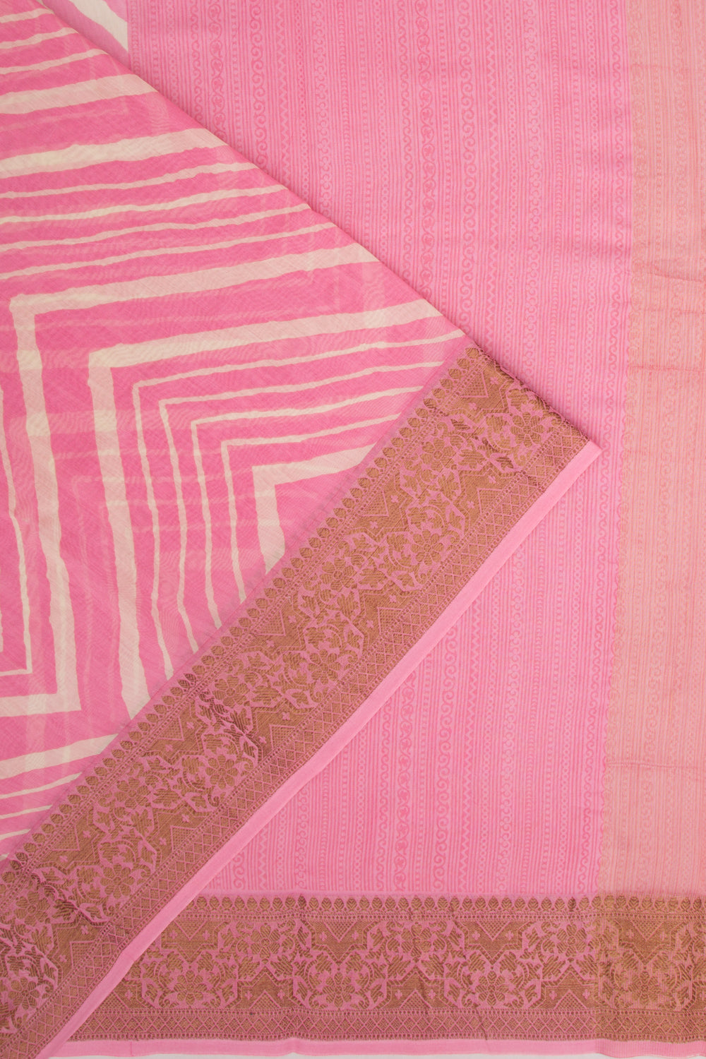 Chanderi Soft Silk Lines Pink Saree