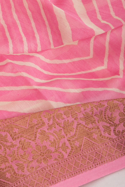 Chanderi Soft Silk Lines Pink Saree