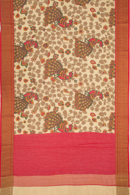 Chanderi Soft Silk Printed Pastel Yellow Saree