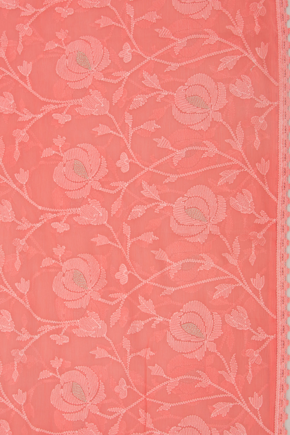 Chiffon Floral Embroidery Pink Saree