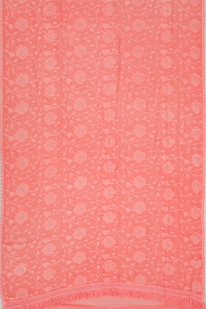 Chiffon Floral Embroidery Pink Saree
