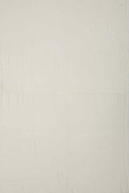 Chiffon Floral Embroidery Off White Saree