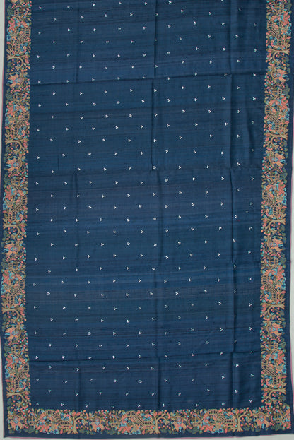 Tussar Butta Dark Blue Saree