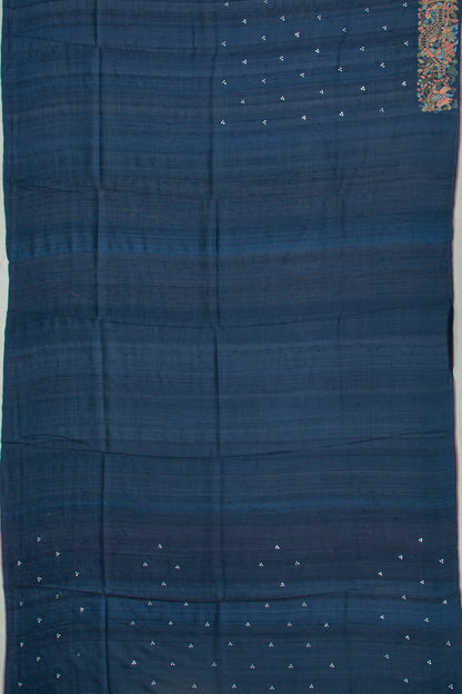 Tussar Butta Dark Blue Saree