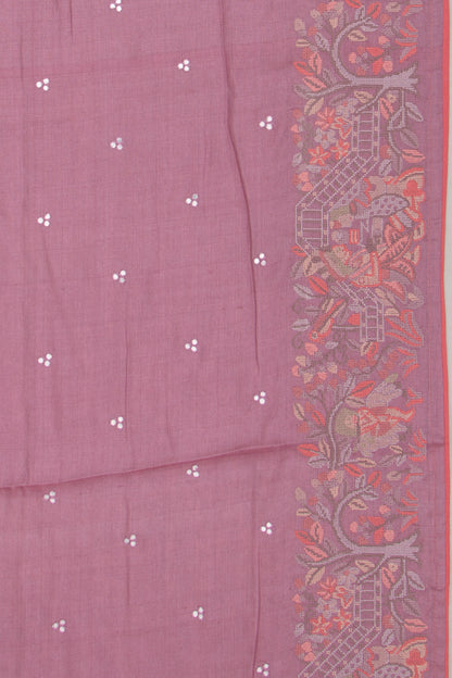 Tussar Embroidery Butta Lilac Saree