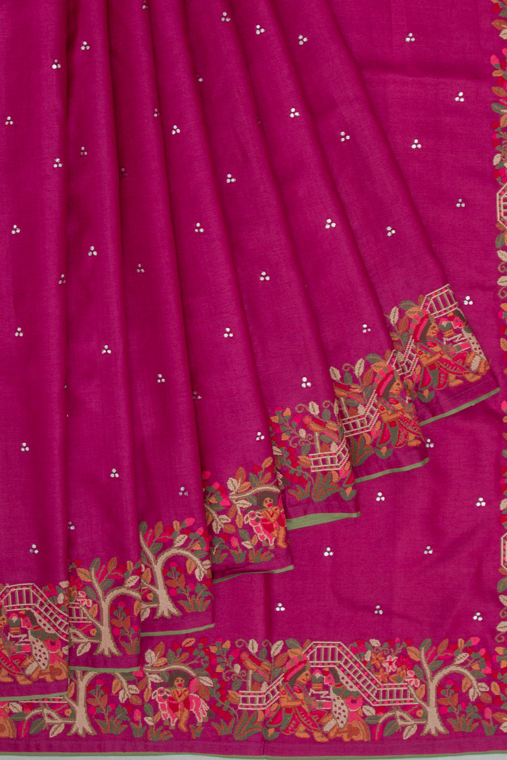 Tussar Butta Pink Saree