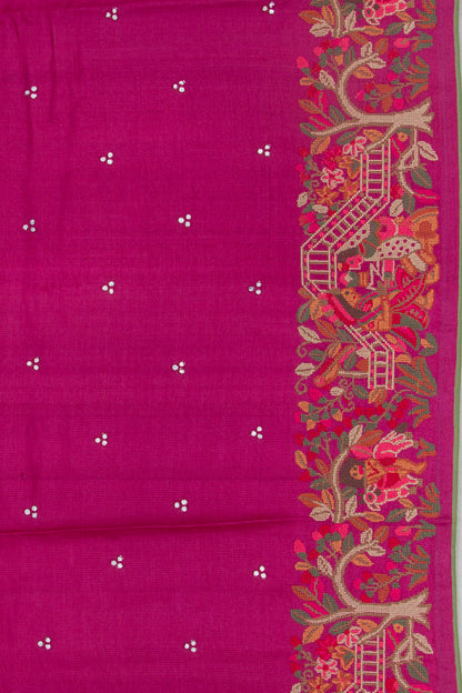 Tussar Butta Pink Saree