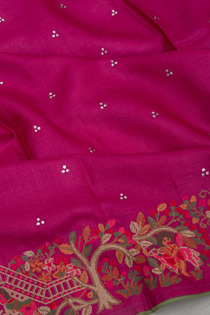 Tussar Butta Pink Saree